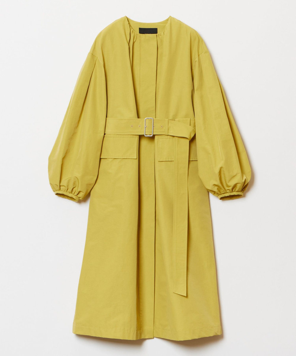 allureville 綿ナイロンクロスギャザーネックコート グリーン (72)