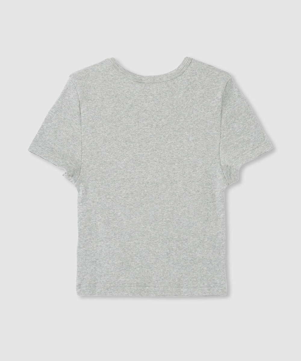 buying 【SPORTY&RICH(スポーティーアンドリッチ)】LOGO RIBBED BABY TEE ライトグレー (91)