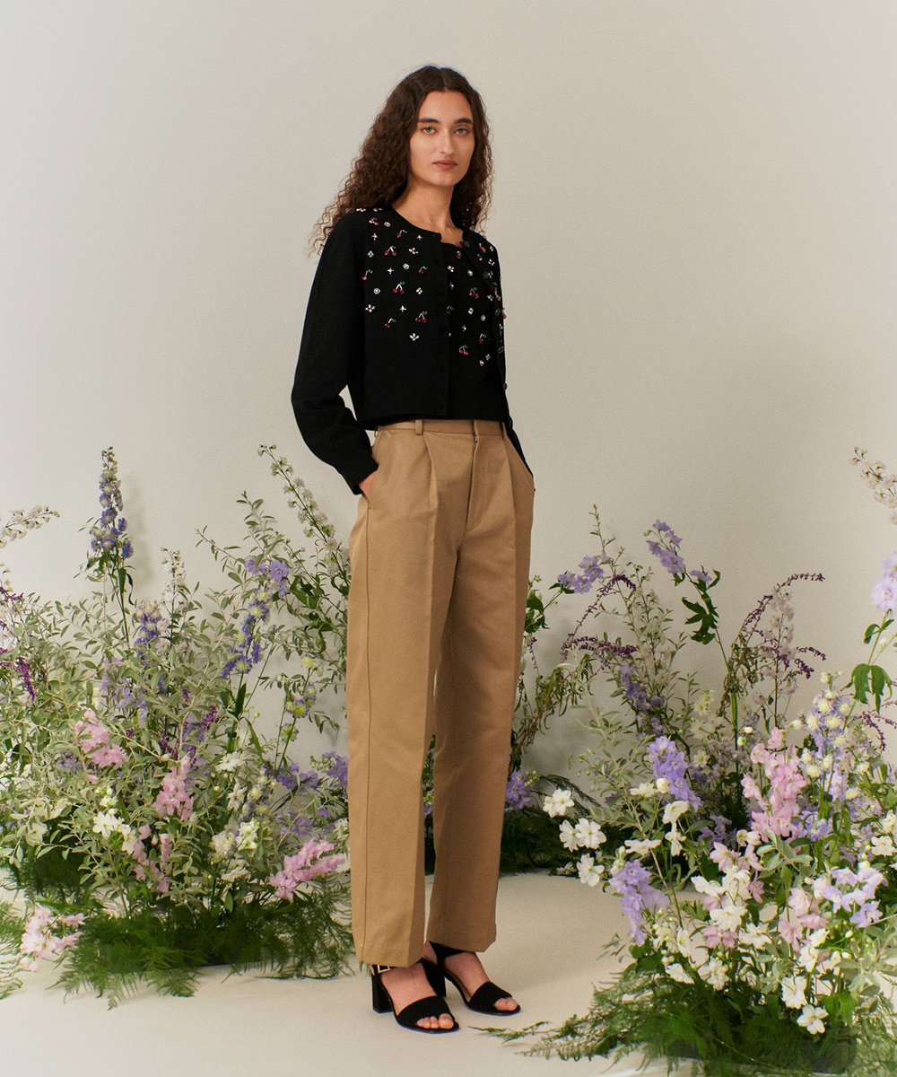 LOULOU WILLOUGHBY 【LOULOU WILLOUGHBY】CHERRYビジューカーディガン ブラック (95)