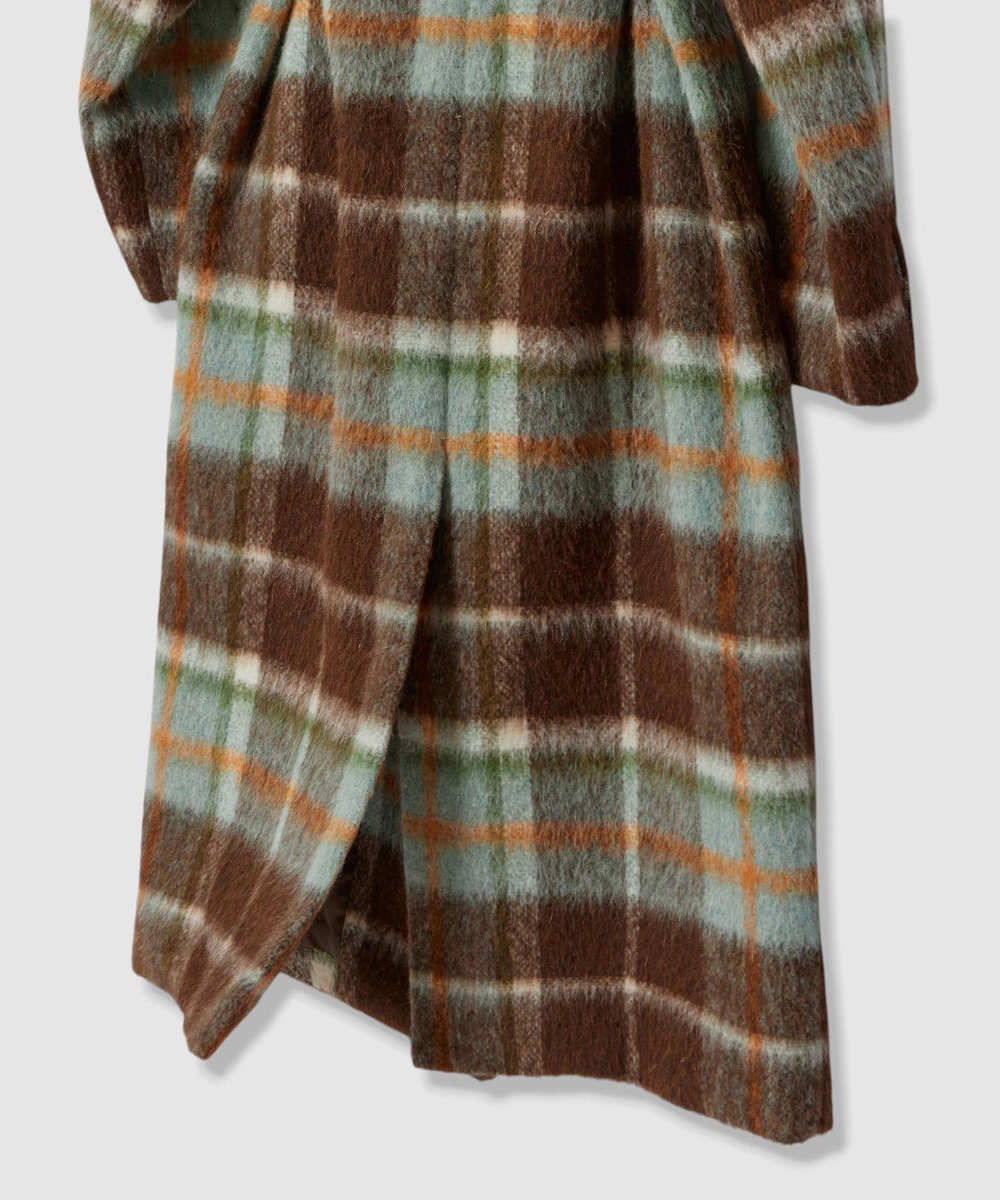 allureville シャギーチェックベルテッドコート ブラウン系 (88)