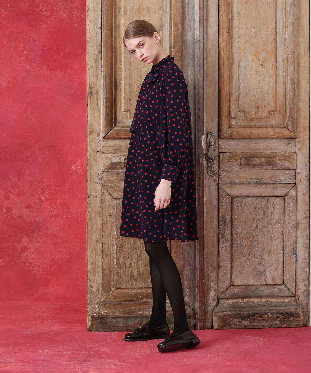 LOULOU WILLOUGHBY WEB限定 デシンハートワンピース ネイビー (65)