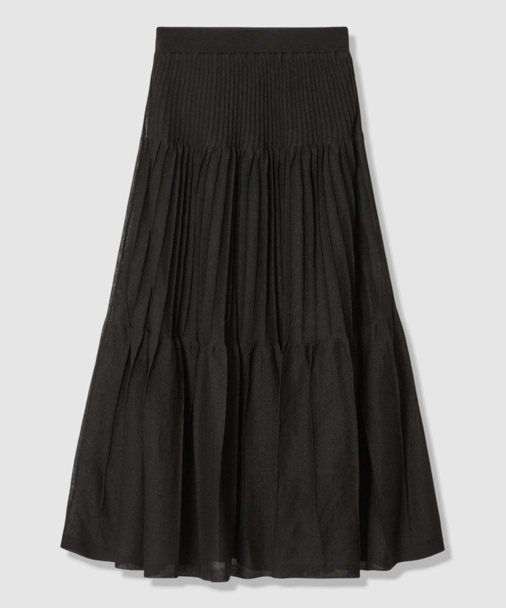 allureville シアープリーツニットスカート ブラック (95)