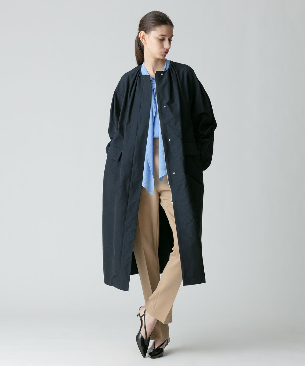 allureville 綿ナイロンクロスギャザーネックコート ネイビー (65)