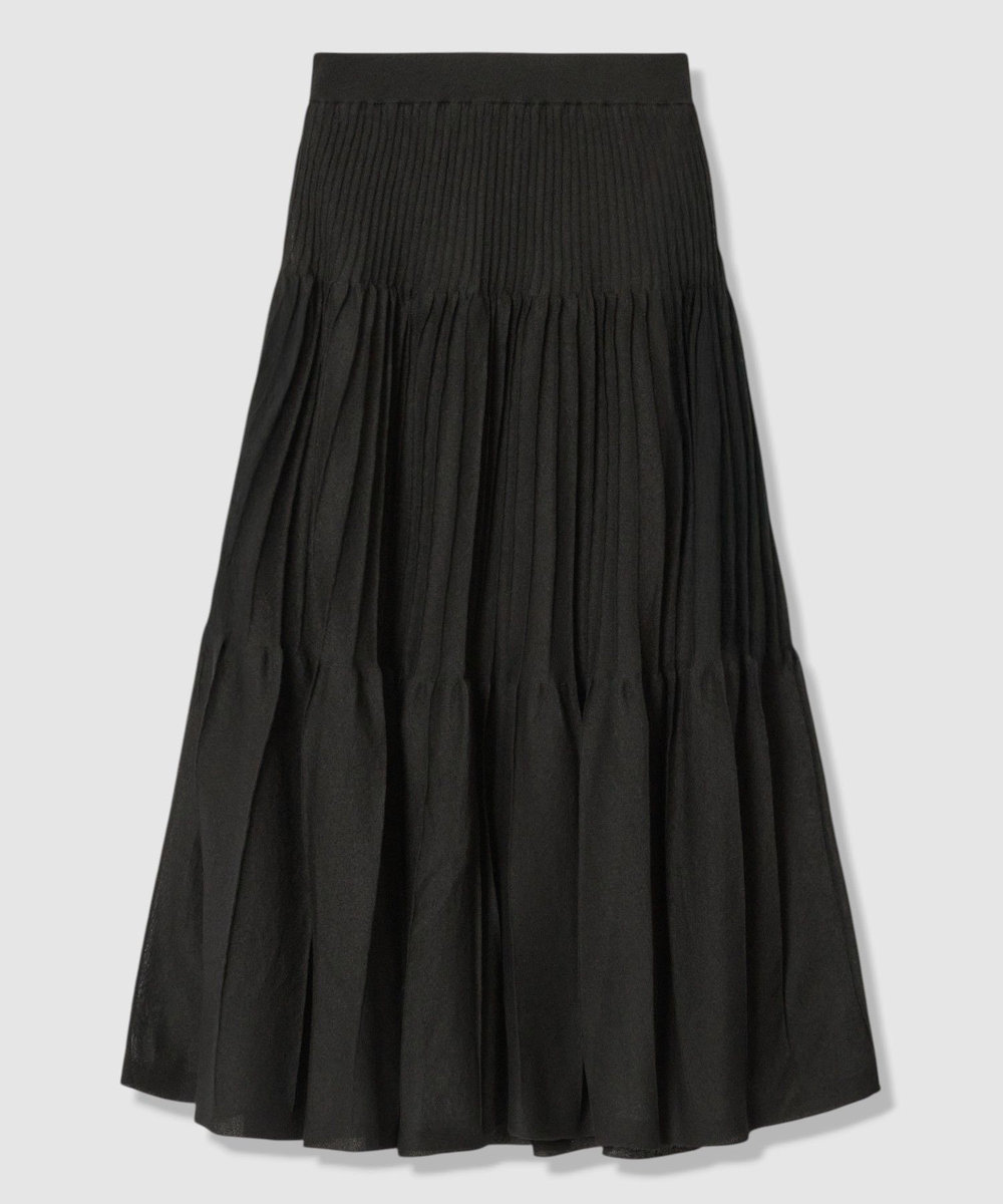 allureville シアープリーツニットスカート ブラック (95)