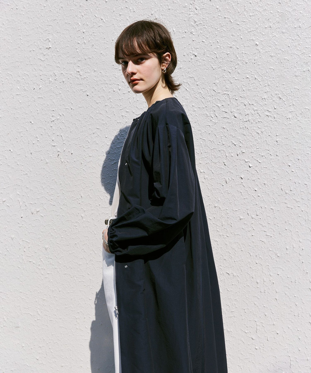 allureville 綿ナイロンクロスギャザーネックコート ネイビー (65)
