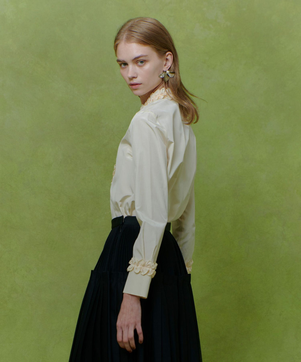 LOULOU WILLOUGHBY 【LOULOU WILLOUGHBY】テクニカルギャザーブラウス ライトベージュ (12)