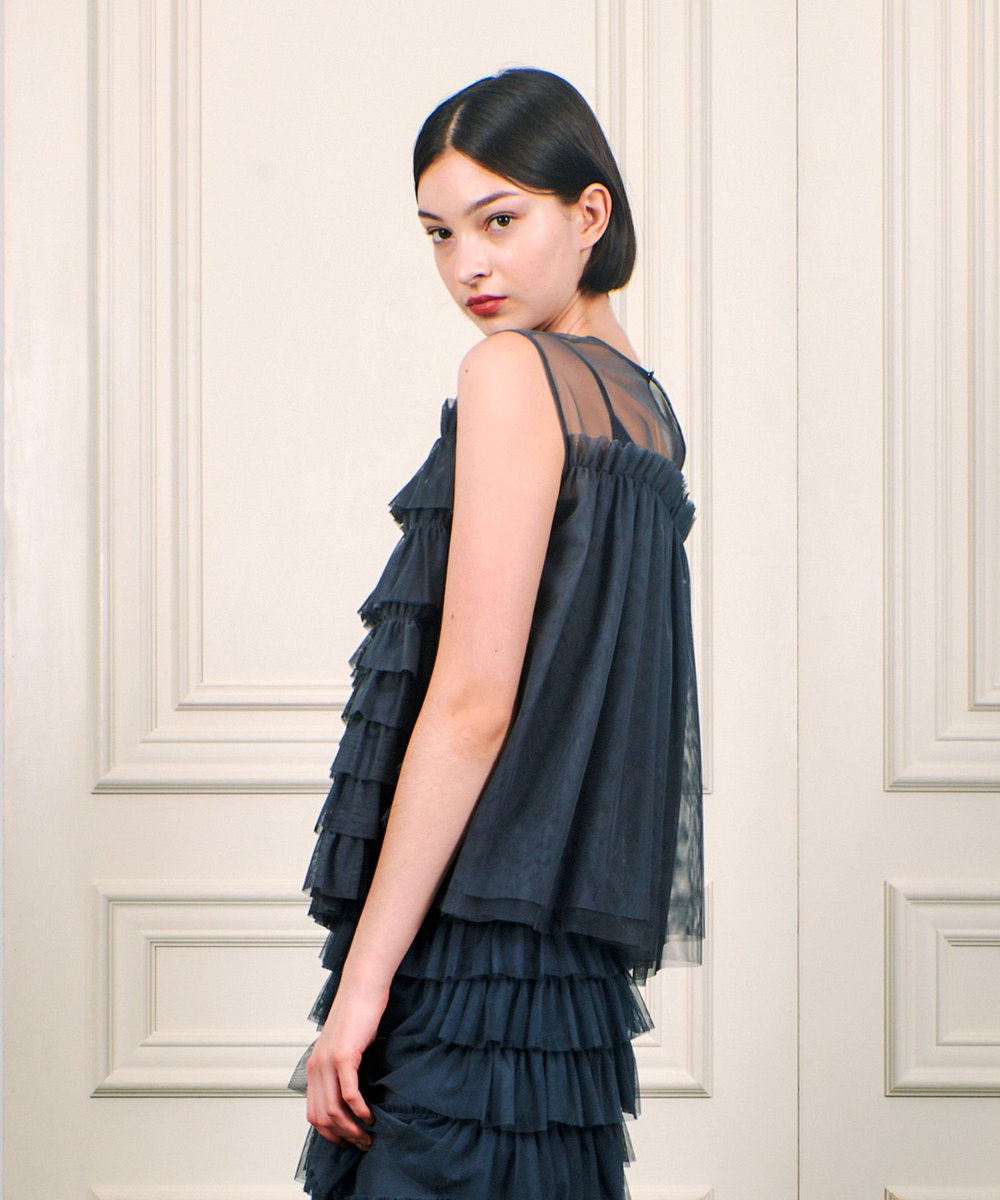 LOULOU WILLOUGHBY 【LOULOU WILLOUGHBY】チュールブラウス グレー (92)