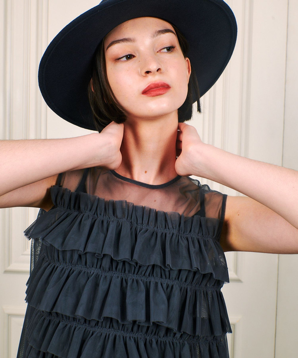 LOULOU WILLOUGHBY 【LOULOU WILLOUGHBY】チュールブラウス グレー (92)