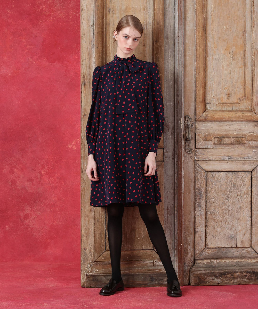 LOULOU WILLOUGHBY WEB限定 デシンハートワンピース ネイビー (65)