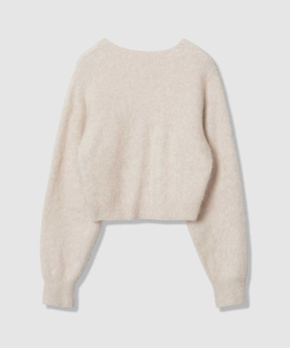 LOULOU WILLOUGHBY 【LOULOU WILLOUGHBY】カシミヤブレンドファー加工Ｖカーディガン ライトベージュ (12)