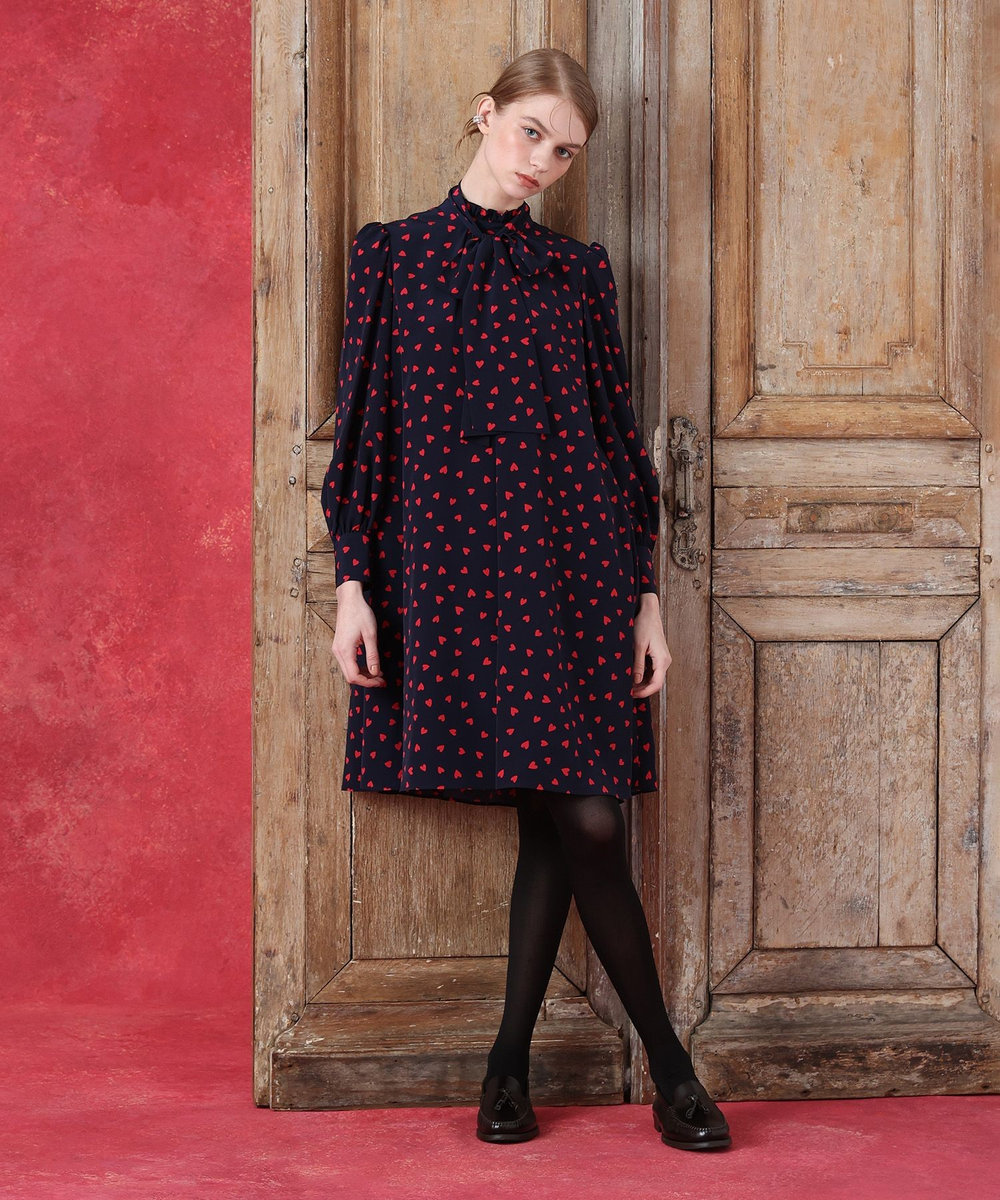 LOULOU WILLOUGHBY WEB限定 デシンハートワンピース ネイビー (65)