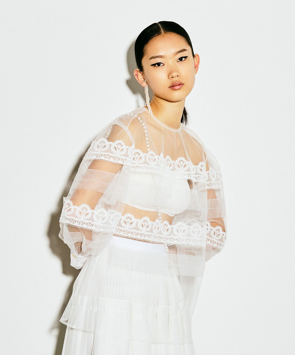 LOULOU WILLOUGHBY 【LOULOU WILLOUGHBY】チュールレースブラウス ホワイト (01)