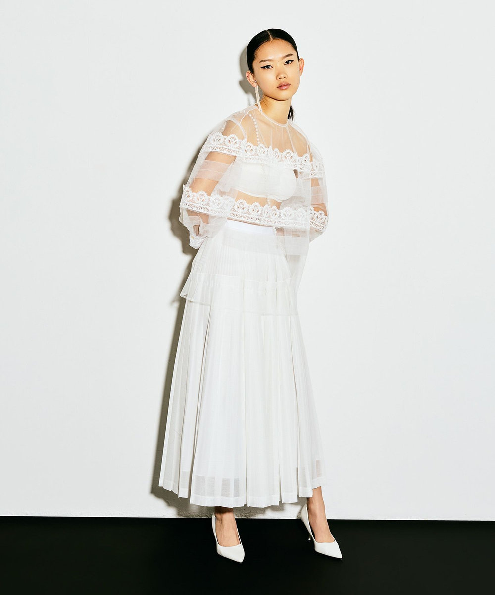 LOULOU WILLOUGHBY 【LOULOU WILLOUGHBY】チュールレースブラウス ホワイト (01)