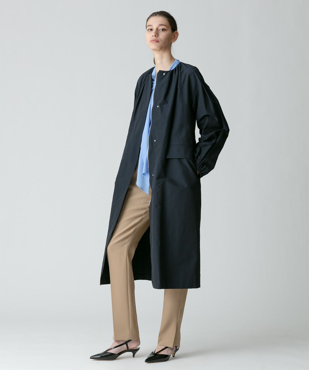 allureville 綿ナイロンクロスギャザーネックコート ネイビー (65)