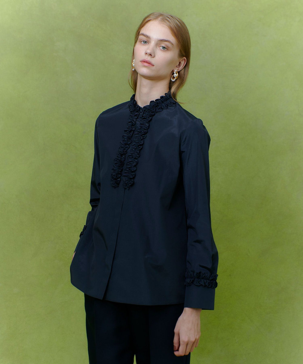 LOULOU WILLOUGHBY 【LOULOU WILLOUGHBY】テクニカルギャザーブラウス ネイビー (65)