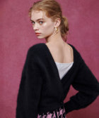 LOULOU WILLOUGHBY】カシミヤブレンドファー加工Vカーディガン