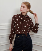 WEB限定【LOULOU WILLOUGHBY】デシンハートプリントボウタイブラウス