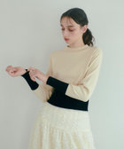 完売品 極美品 ルルウィルビー 配色 バイカラー アンサンブル LOULOU WILLOUGHBY】バイカラーキーネック5分袖カーディガン