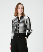 LOULOU WILLOUGHBY】バイカラーキーネックカーディガン