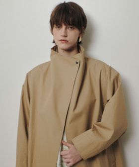 スタンドカラーコクーンコート
