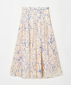 美品 25SS アルアバイル スケッチボタニカルプリントタックフレアスカート 2 美品 25SS アルアバイル スケッチボタニカルプリントタック