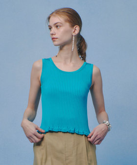 【LOULOU WILLOUGHBY】ワイドリブヘムフリルタンク