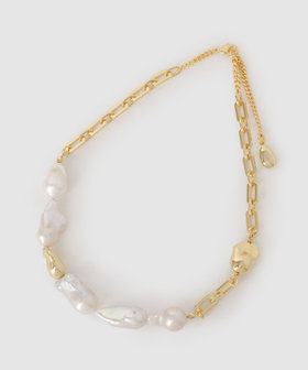 アシンメトリーチェーンパールネックレス|allureville OFFICIAL SITE