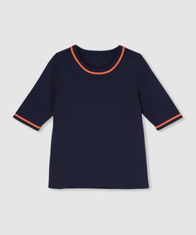 総針コンパクトクルーネックプルオーバー