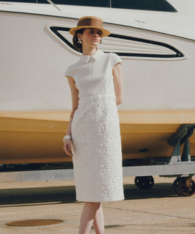 【LOULOU WILLOUGHBY】コード刺繍ドッキングワンピース