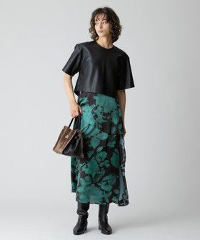 モダンフラワープリントティアードワンピース|allureville