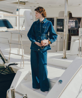 【LOULOU WILLOUGHBY】ハイウエストワイドデニムパンツ