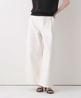 ホワイトデニムワイドレッグパンツ