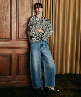 サイド切替オーバルデニムパンツ