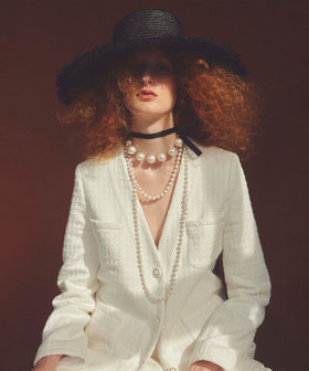 【LOULOU WILLOUGHBY】スラブツイードロングジャケット