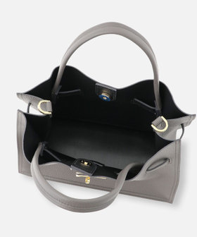 VIOLAJORO グレー レザー ハンドバッグ VIOLAd'OROバッグBIANCAアイスグレーxトープ XS