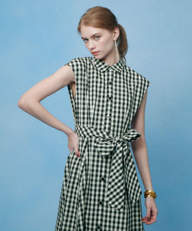 【LOULOU WILLOUGHBY】スラブギンガムシャツワンピース