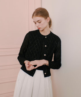 LOULOU WILLOUGHBY】シークインエンブロイダリーカーディガン
