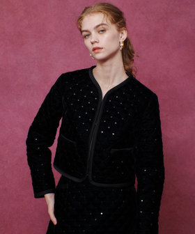 【LOULOU WILLOUGHBY】ベロアキルティングショートジャケット
