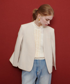 最終価格‼️ルルウィルビー　ケープジャケット　ホワイト新品未使用 LOULOU WILLOUGHBY】ビーバーケープジャケット|allureville OFFICIAL