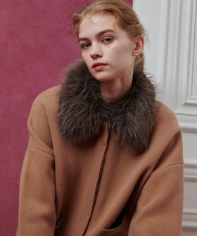 LOULOU WILLOUGHBY】ファー衿ニットショートコート|allureville