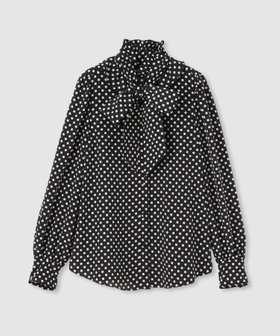 ◇【LOULOU WILLOUGHBY】デシンドットフリルボウタイブラウス