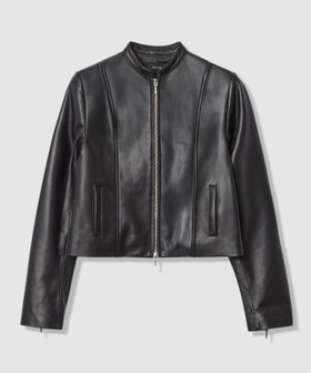 スタンドカラーレザーライダースジャケット|allureville