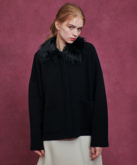 LOULOU WILLOUGHBY】ファー衿ニットショートコート|allureville