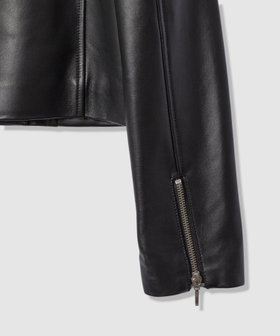 allureville ブラックライダースジャケット スタンドカラーレザーライダースジャケット|allureville