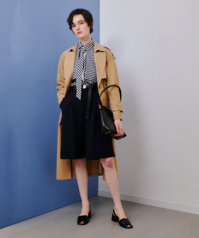 allureville ネイビー ダブルクロスオフィサーコート ダブルクロスフレアショートコート(ネイビー) - seventen