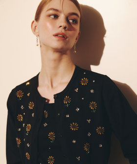  WEB 一部店舗限定【LOULOU WILLOUGHBY】サンフラワービジューカーディガン