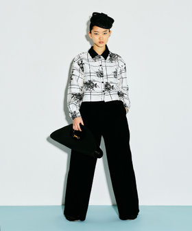 【LOULOU WILLOUGHBY】ダブルクロスハイウエストサロペットパンツ