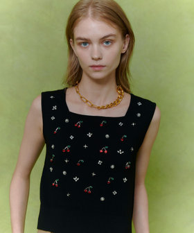 【期間限定】LOULOU WILLOUGHBY SITE OFFICIAL WILLOUGHBY】CHERRYビジュータンク|allureville LOULOU CHERRYビジュータンク トップス