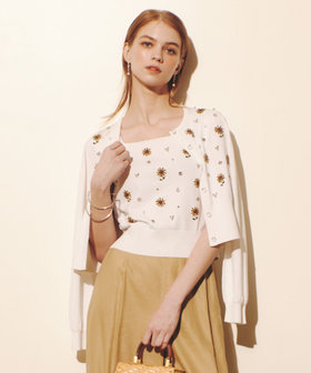  WEB 一部店舗限定【LOULOU WILLOUGHBY】サンフラワービジューカーディガン