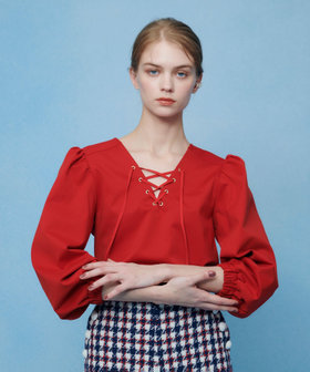 【LOULOU WILLOUGHBY】モックロディレースアップマリンプルオーバー